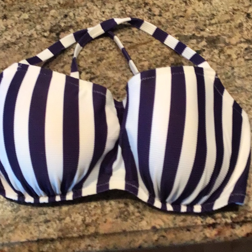 Shade and Shore blue and white stripe bikini top - Picture 4 of 4
